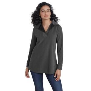 Soft Surroundings Opari Tunic Sweatshirt Women Size XS Charcoal and Black